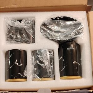 Luxurious Black and Gold Bathroom Accessory Set